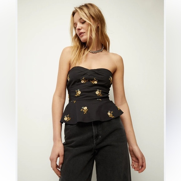 Veronica Beard Tops - NWT!Veronica Beard Chaka Strapless Floral Embroidered Corset Bodice Top Black 🖤